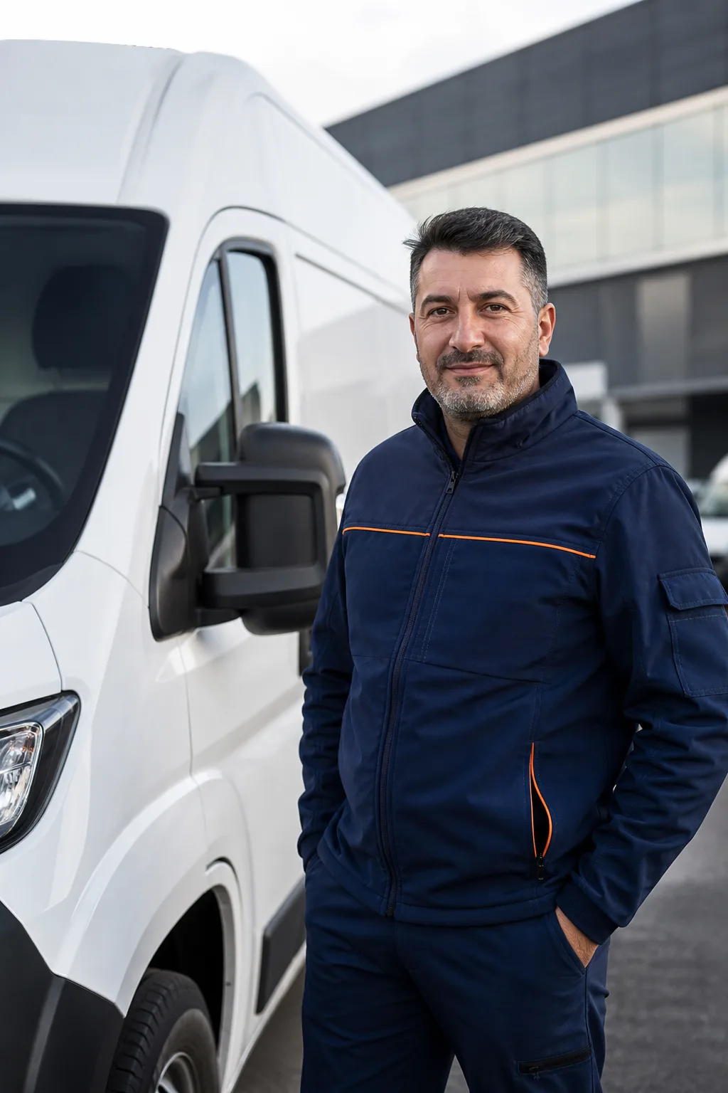 Profesyonel kurye çalışanı ve panelvan